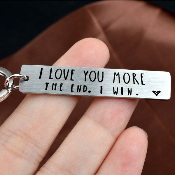 "I Love You More The End I Win"Funny Birthday Keychain-- A personalise