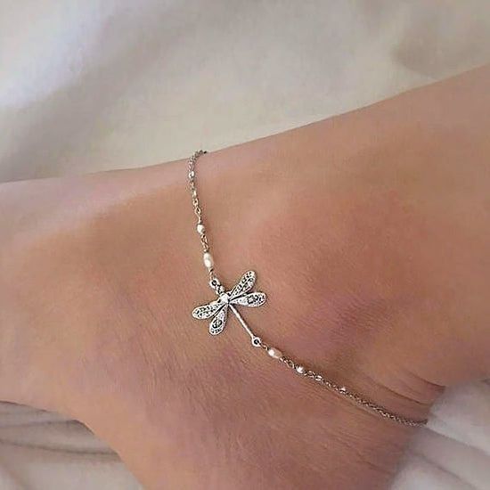 BUY 1 GET 1 FREE TODAY🥳SILVER DRAGONFLY ANKLET WITH PEARL(49% OFF🔥)