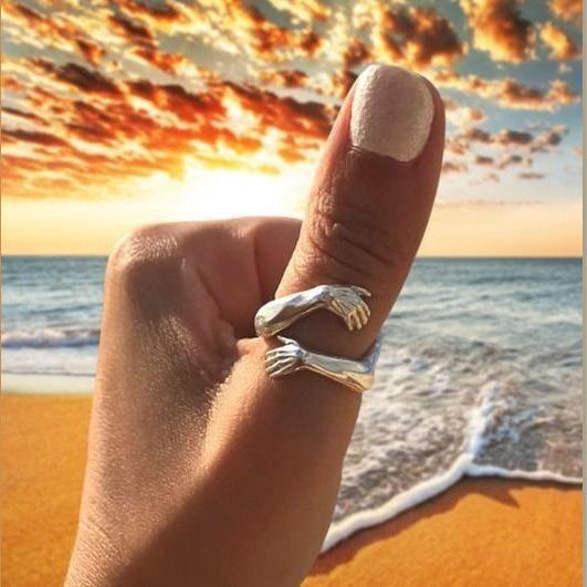 🤩2023 new couple hug ring💕 - Adjustable One Size(Silver)