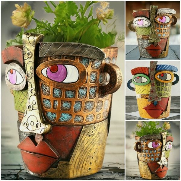 Picasso Brutalist Abstract Beauty Face Flower Pot