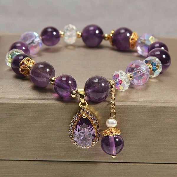 Natural Amethyst Water Drop Bracelet