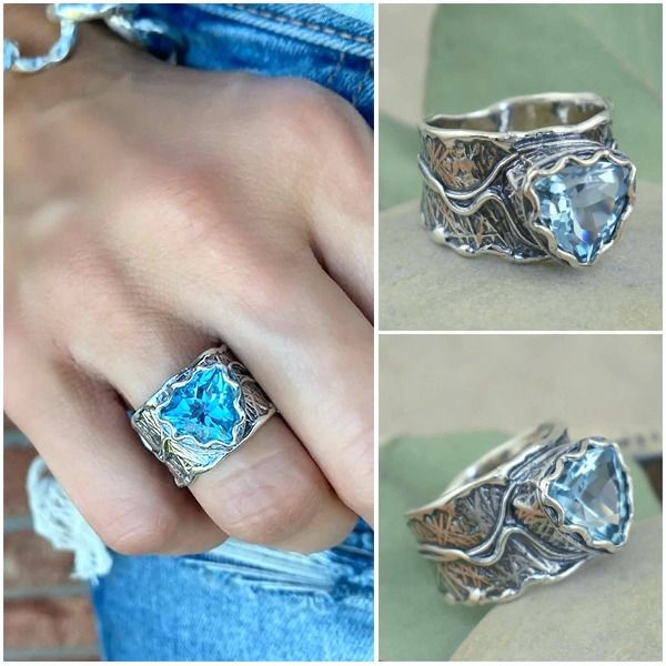 Blue Topaz Silver Ring