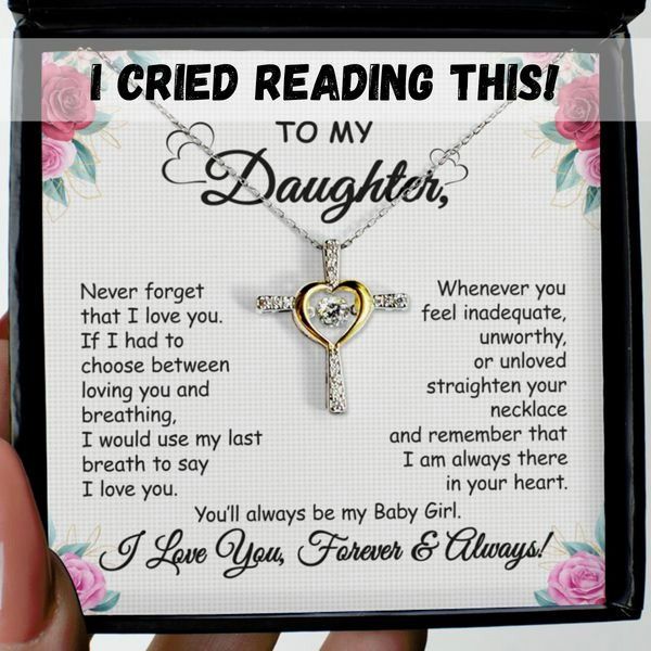 🔥Promotion - Gift To My Baby Girl Daughter - Cross Dancing Necklace With Message Card Gift