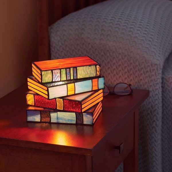 🔥Stained Glass Stacked Books Lamp📚