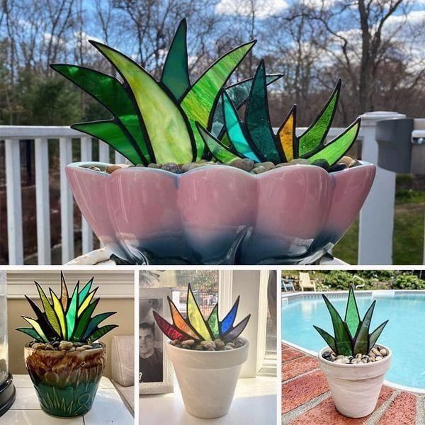 🏡🏡🏡Suncatcher Stained Agave Plants