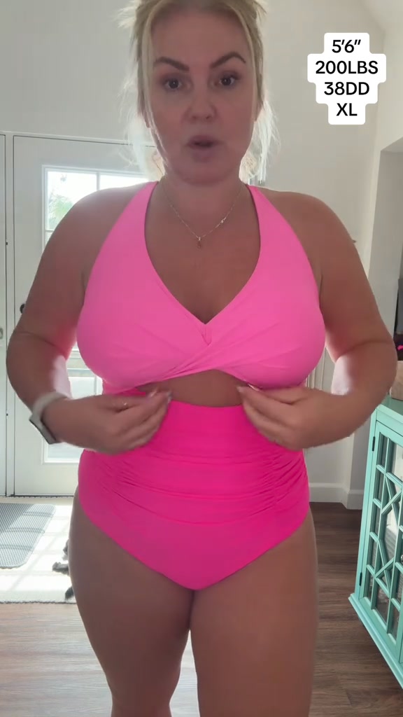 🔥🔥Womens One Piece Swimsuits Push Up Tummy Control Bathing Suits V Neck Cutout Modest Swimwear