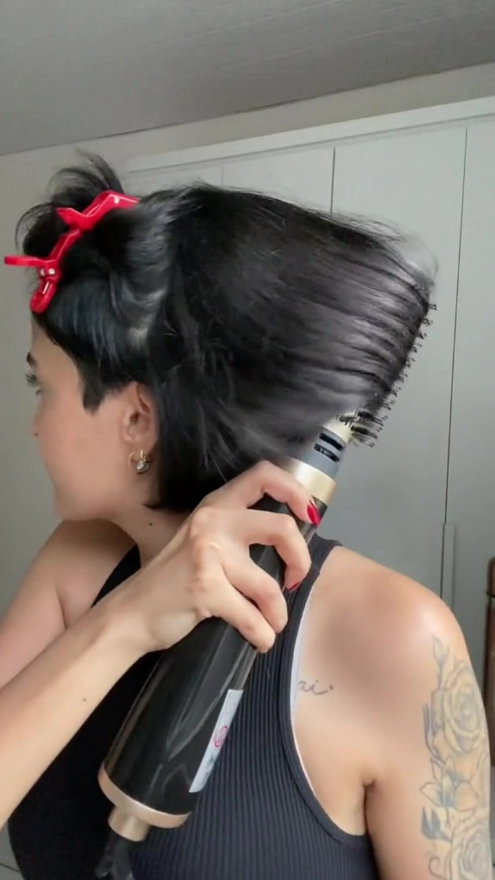 Peinador de Aire Caliente 3 en 1 y Secador de Pelo Giratorio para Cabello Seco, Rizar y Alisar el Cabello