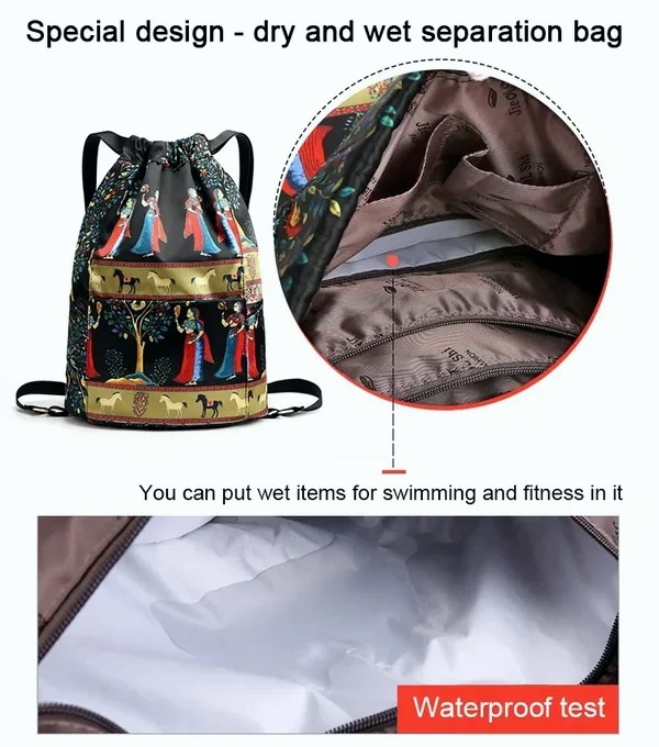 🎒Drawstring Foldable Large Capacity Dry-wet Separation Travel Sports Backpack