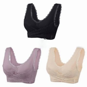 🏆🔥Comfy Corset Bra Front Cross Side Buckle Lace Bras