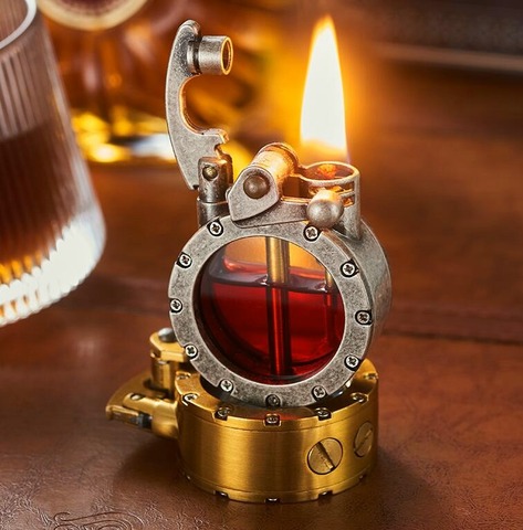 🔥Hot Sale-49% OFF🔥💖🎁Vintage Trench Lighter Transparent Kerosene Lighter Antique Steampunk Lighter Cool Unique Lighter for Men